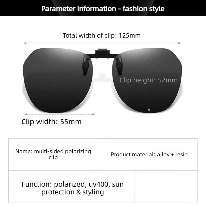 LOR MALE Polarized Sunglasses Clips for Men Classic Anti-UV Driving Sun Glasses Clips for Day and Night Use Outdoor Fishing Lenses