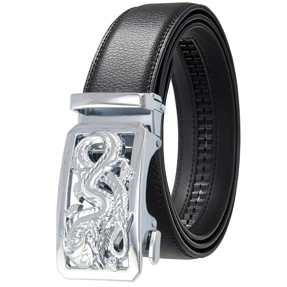 LOR MALE Belt men high quality automatic buckle personalized belt casual belt soft pu leather ratchet belt popular