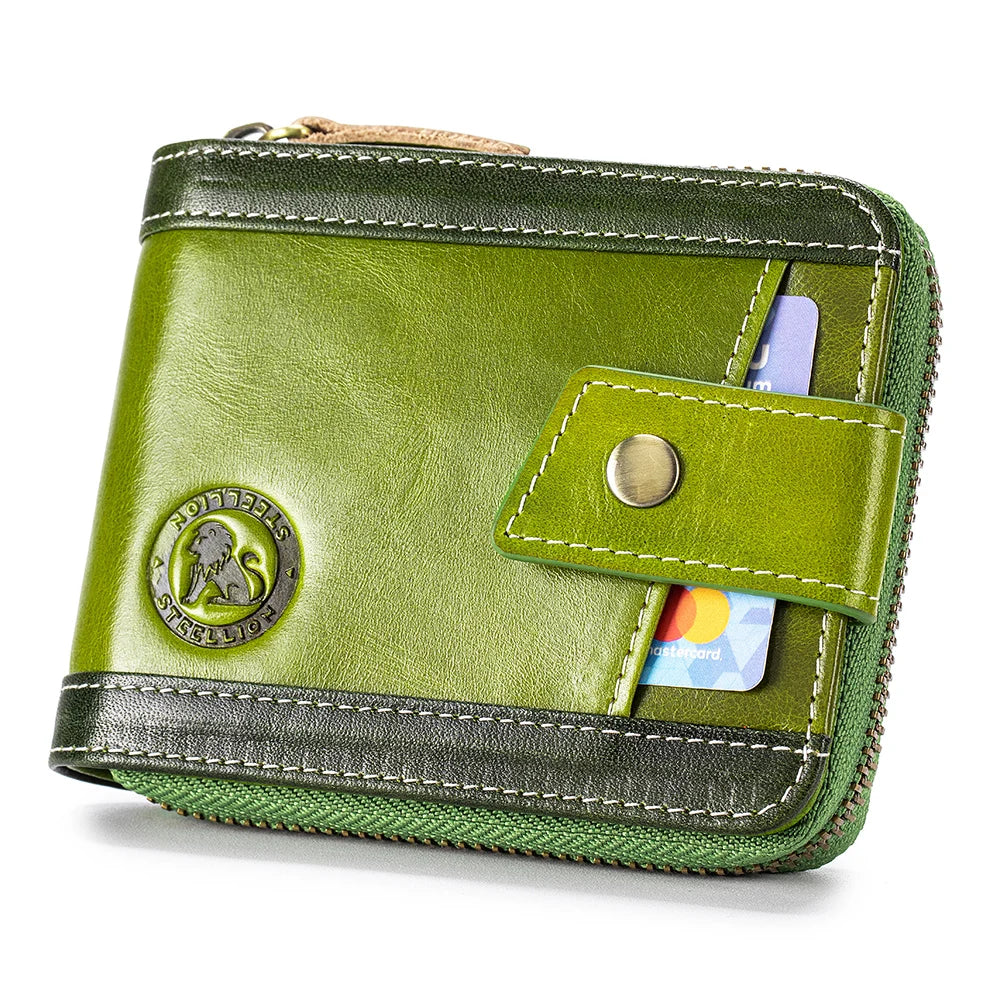 LOR MALE Leather wallet, men's leather coin purse, multi slot with photo album window, anti-theft brush, perfect gift item