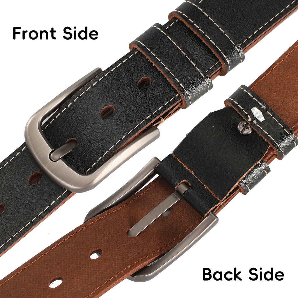 LOR MALE Retro Leather Men's Belt High Quality Buckle Hardware Simple Design Versatile Accessories Fit Jeans Pants Trousers Festival Gift