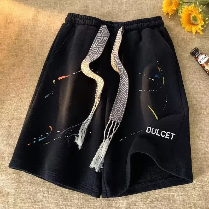 LOR MALE Men Shorts Casual Short Pants Oversize Size Beach Shorts Fun Letters Ring