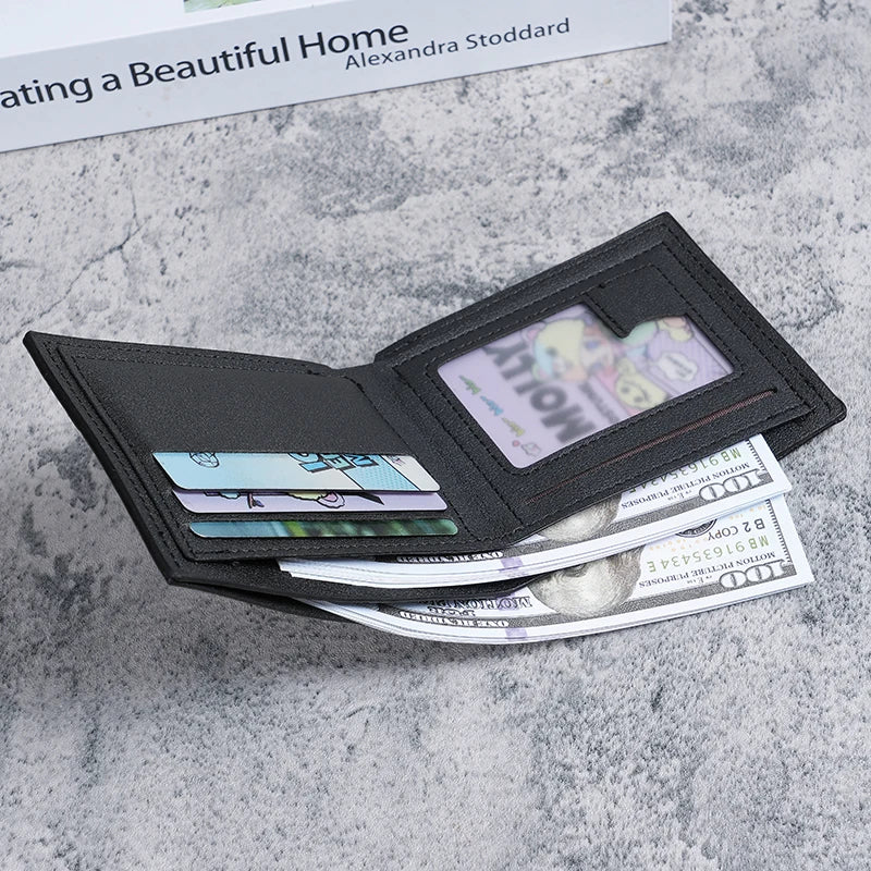 LOR MALE wallets short wallet youth checkered horizontal soft wallet large capacity mul