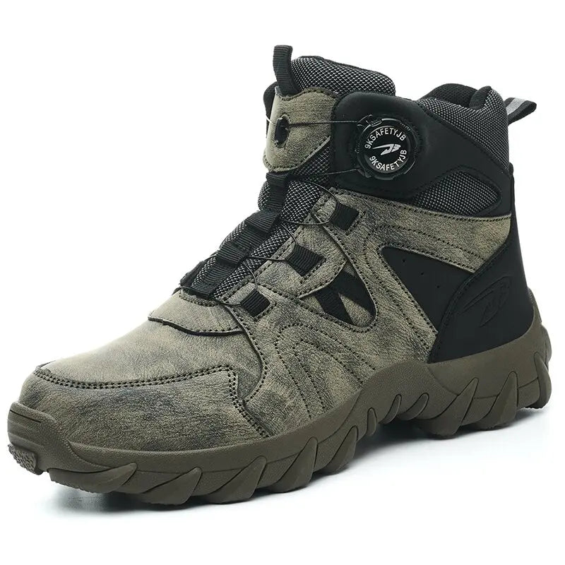 LOR MALE New Men's Safety Boots Work Boots Anti-smashing Anti-puncture Men Boots High Top Outdoor Safety Shoes Protective Steel Toe Shoes