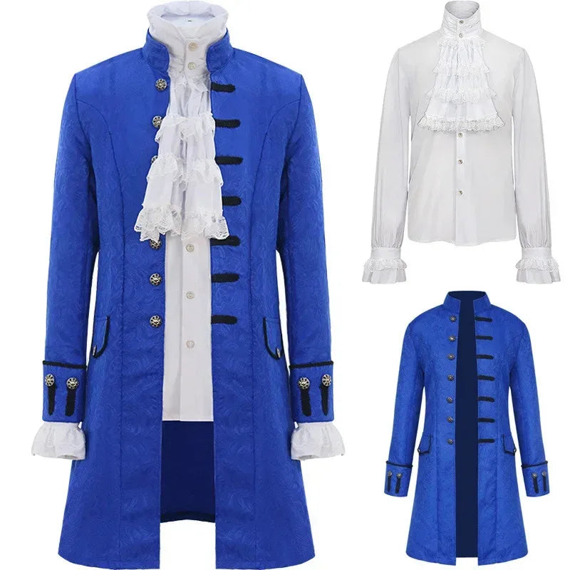 LOR MALE Men's Jacket Victorian Gothic Overcoat Open Pirate Coat Steampunk Jackets Man Clothing Winter Windbreaker Ruffled Shirt ujfj