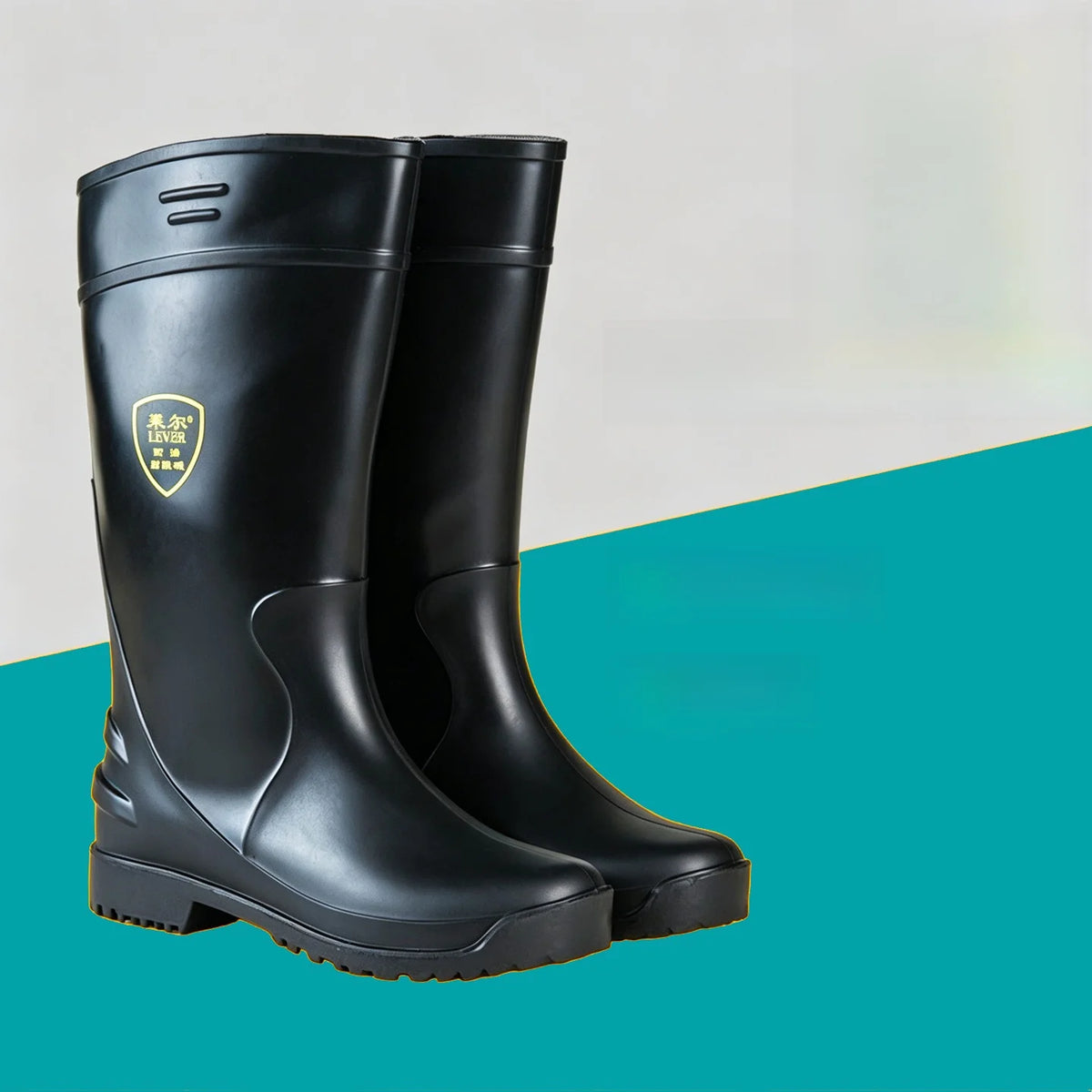 LOR MALE Leer Steel Toe Anti-Static Oil Resistant Chemical Proof Safety Boots Chemical Factory Gas Station Rain Boots Waterproof Shoes