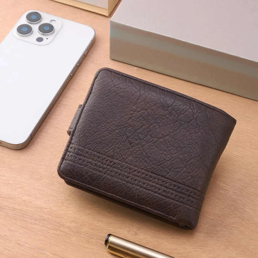 LOR MALE Men Wallets Leather Zipper Purse Man Business Casual Slim Card Horders Quality Male Short Multi-card Wallet Coin Pocket Purse