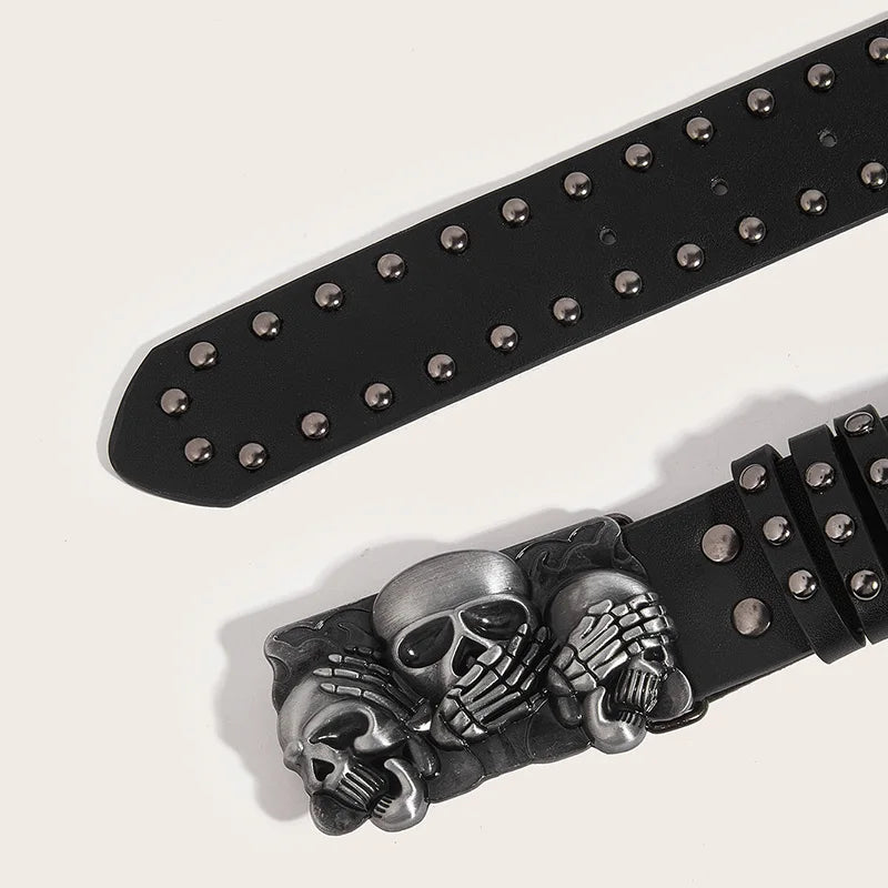 LOR MALE Desinger Belts For Women High Quality Luxury Brand Punk Goth Rivet Black Jeans Unisex Men Belt Paw Skull Buckle Waistband Man