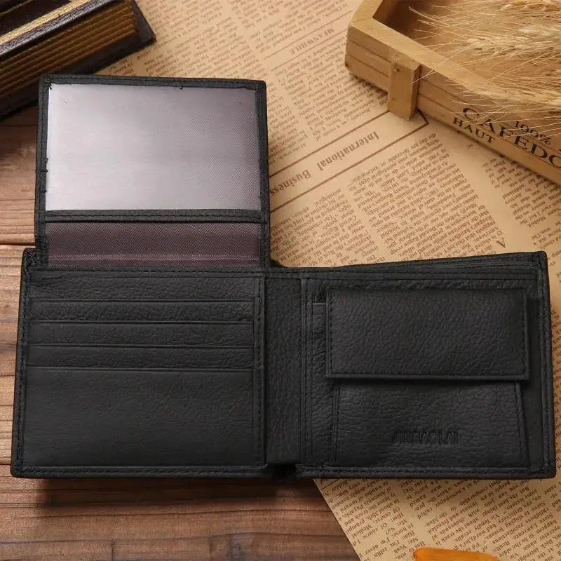 LOR MALE New Men Wallets Premium Product Real Cowhide for Man Short Black Walet Portefeuille Homme