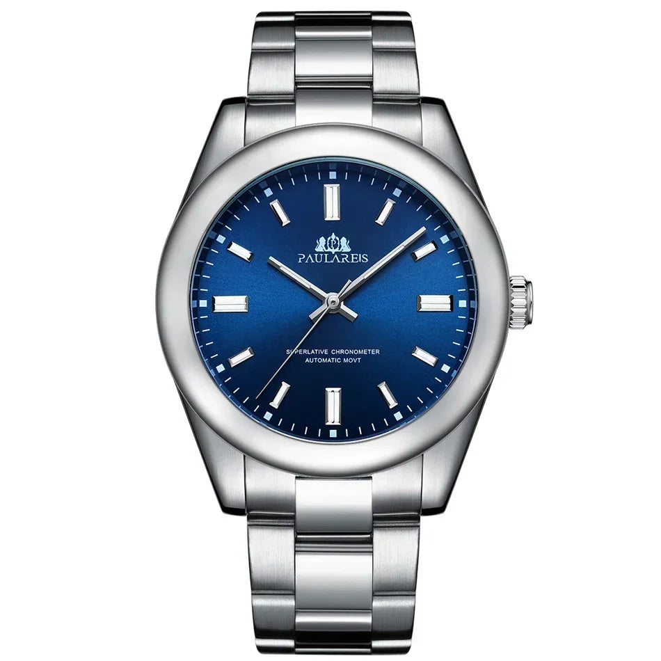 LOR MALE Automatic Watches Mechanical Self Wind Stainless Steel Luxury Red Yellow Blue 3