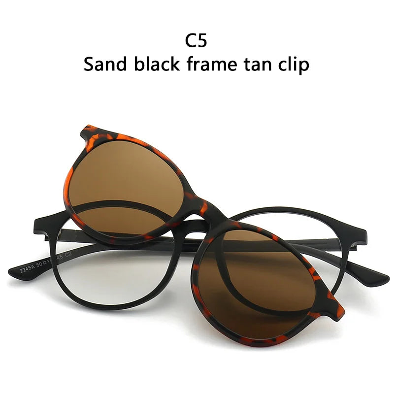 LOR MALE Polarized Sunglasses Men Women 2 In 1 Magnetic Clip On Glasses TR90 Optical Prescription Eyewear Frames Eyeglasses