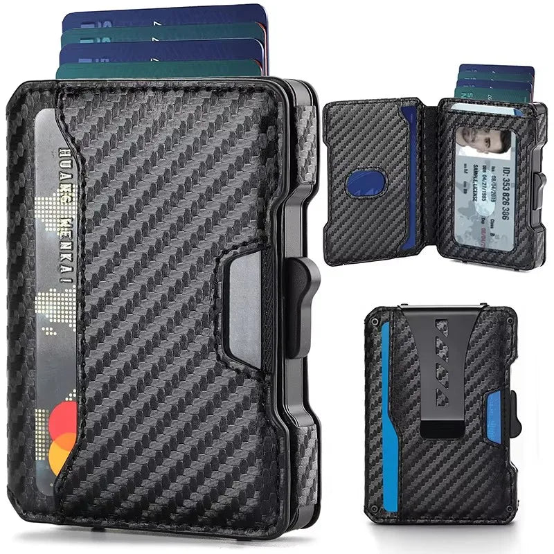 LOR MALE Wallet for Men,Minimalist Slim Mens Wallet with Money Clip,RFID Blocking Smart Pop Up Card Wallet,Metal Credit Card Holder