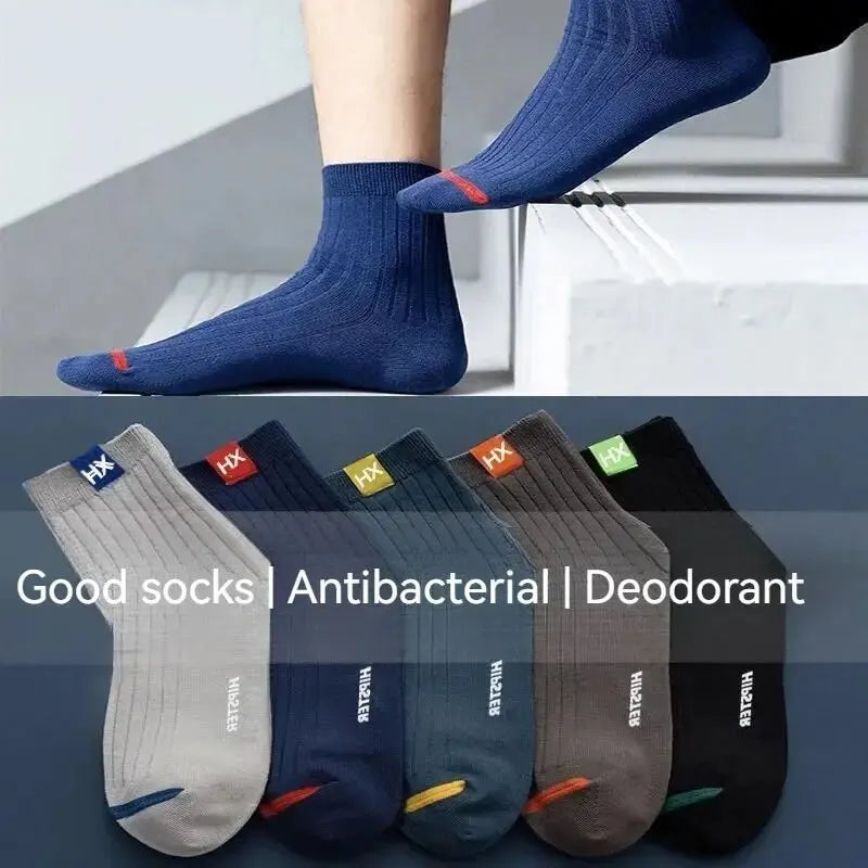 LOR MALE 5 Pairs Socks Mid-Calf Socks Warm Socks Long Sweat-Absorbing Breathable Socks