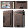 LOR MALE Push-out Card High Quality Faux Leather Card Holder Wallet Holder Large Capacity Can Hold 1-12 Cards 1 Photo Black/Brown/Blue