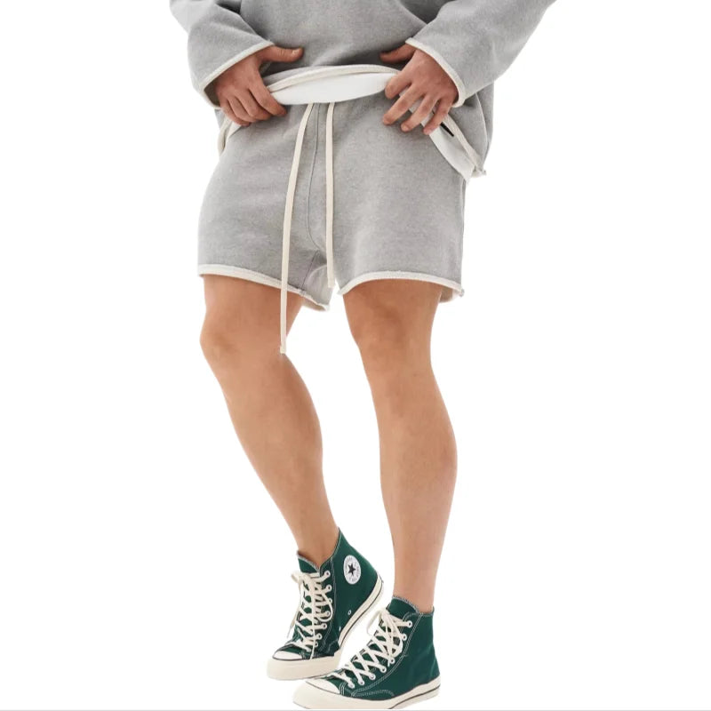 LOR MALE Men's Casual Shorts Workout Trousers Fitness Solid Color Summer Jogger Shorts Gym Training Running Fshion Trend edge curl Shorts
