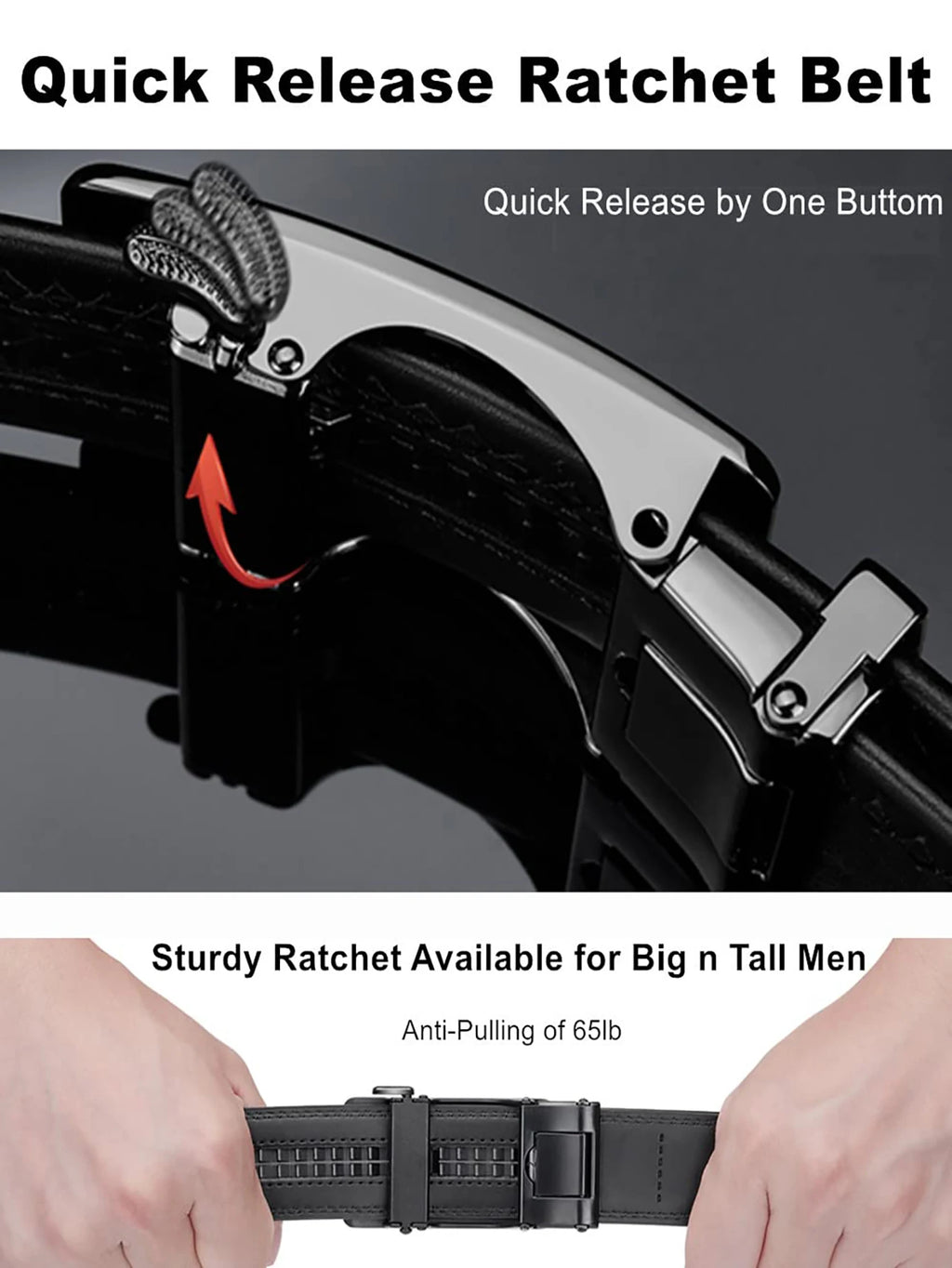 LOR MALE High Quality Black Brown Men’s Belt, Genuine Leather Material, Adjustable Automatic Ratchet Buckle, Cuttable Business Belt