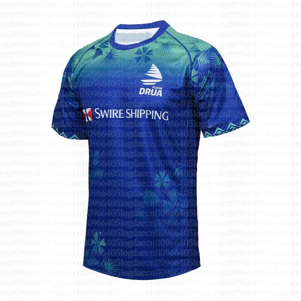 2026 Men's Fiji Drua Rugby Singles Jersey T-Shirt Adult Training Uniform Short-Sleeved Men's O-Neck Quick Drying Sports T-Shirt