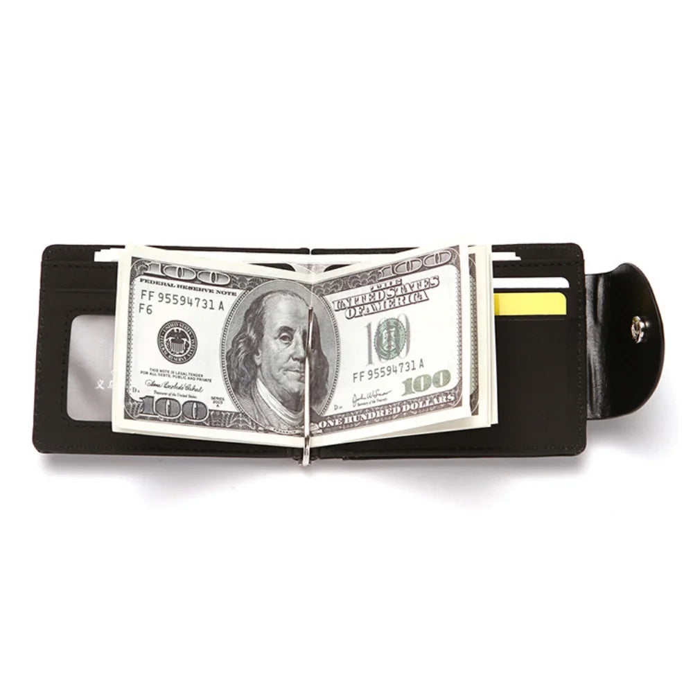 LOR MALE 1 Men's Fashionable Wallet, Creative Card Holder, Men's Work Id Flip Cover with Clasp, Dollar Bill Clip