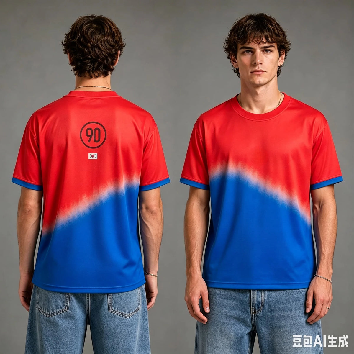Men Brazil Football Jersey Gradient Stripe Short Sleeve Soccer T-shirt Number 90 Flag Print Crew Neck Casual Sports Fan Tee