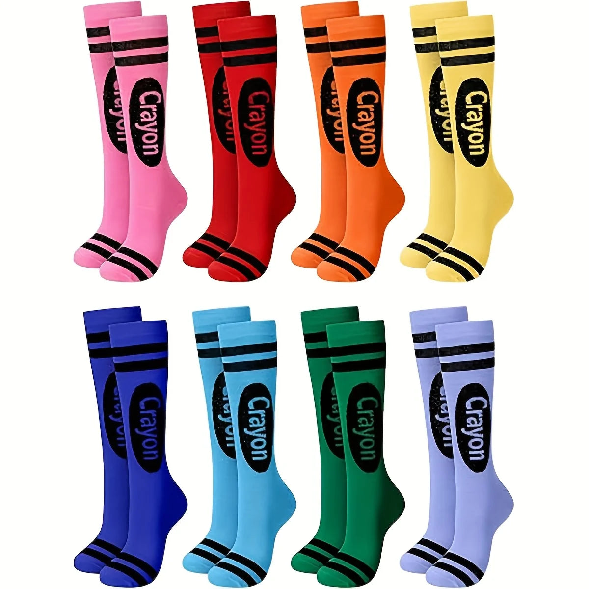 LOR MALE 1 Pair of Socks with Random Colors, Football Socks, Sports Socks, Basketball Socks, Pure Cotton, Sweat-Absorbent, Breathable, Odor-Free, Crayon Socks, Colorful Striped Over-The-Knee Socks, Fashionable and Novel, Soft and Snug