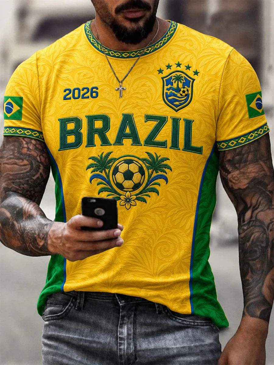 2026 New Brazilian Flag Themed Football Jersey, Fan Friendly Sports Training, Quick Drying T-shirt for Men