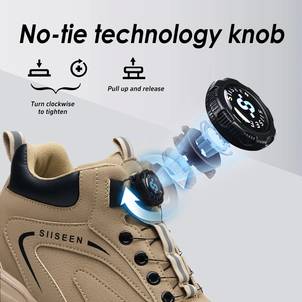 LOR MALE Safety shoes for men, anti-smashing steel toe, anti-puncture Kevlar, button-up mid-top men's work boots, industrial safety boots