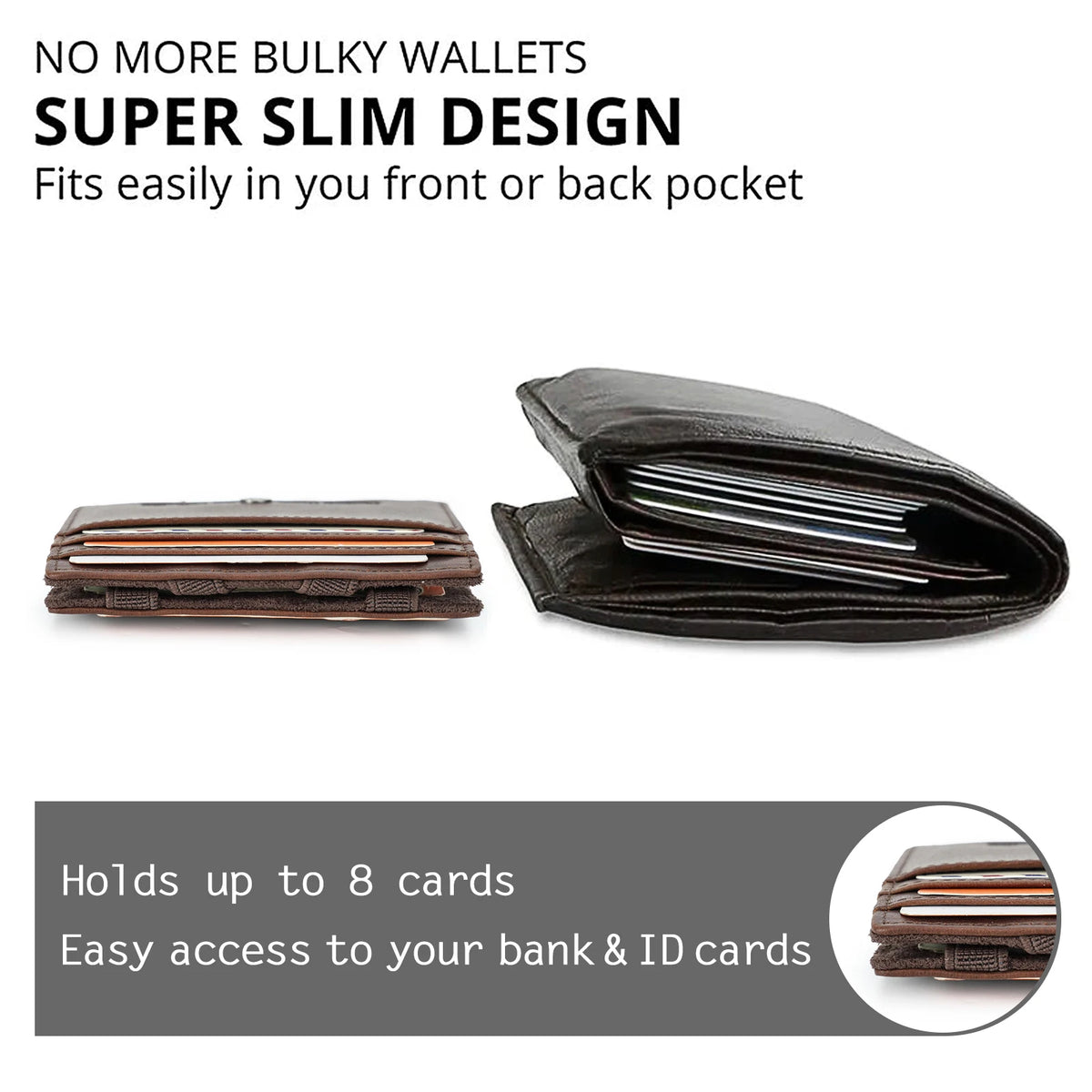 LOR MALE CONTACT'S Man's Wallets Genuine Leather Slim Wallets RFID Card Holder Money Clip Ultra Thin Small Mini Wallets for Men Gift