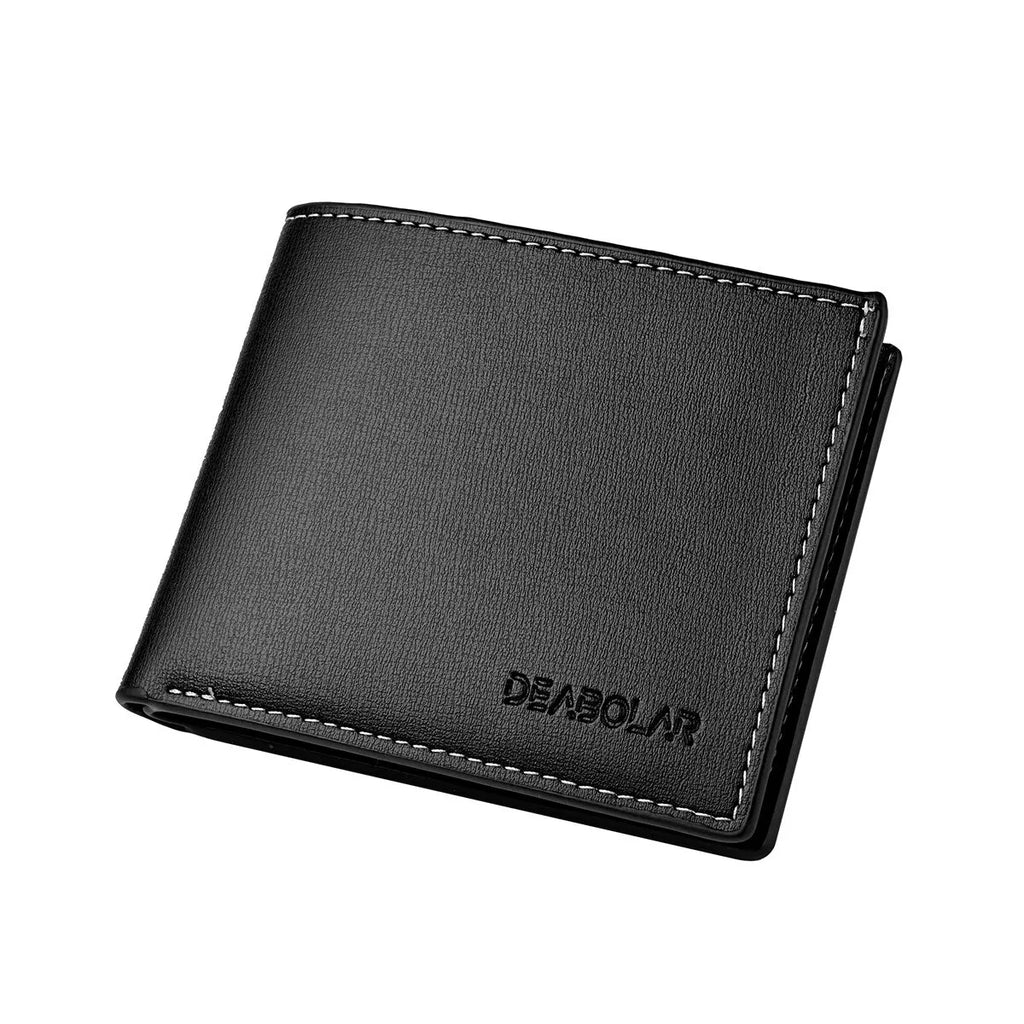 LOR MALE Pu Leather Men Short Wallet Thin Style Folding Young Men Credit