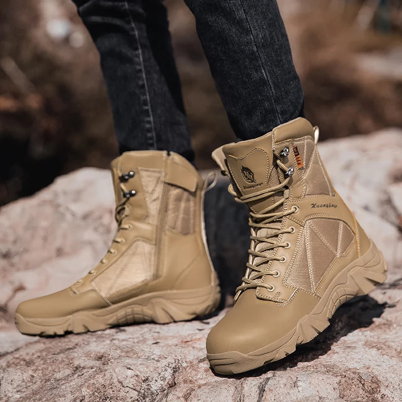 LOR MALE High-Top Anti-Smashing Work Boots Outdoor Waterproof Safety Shoes Steel Toe Non Slip Men's Boots Fashion Protective Men Shoes