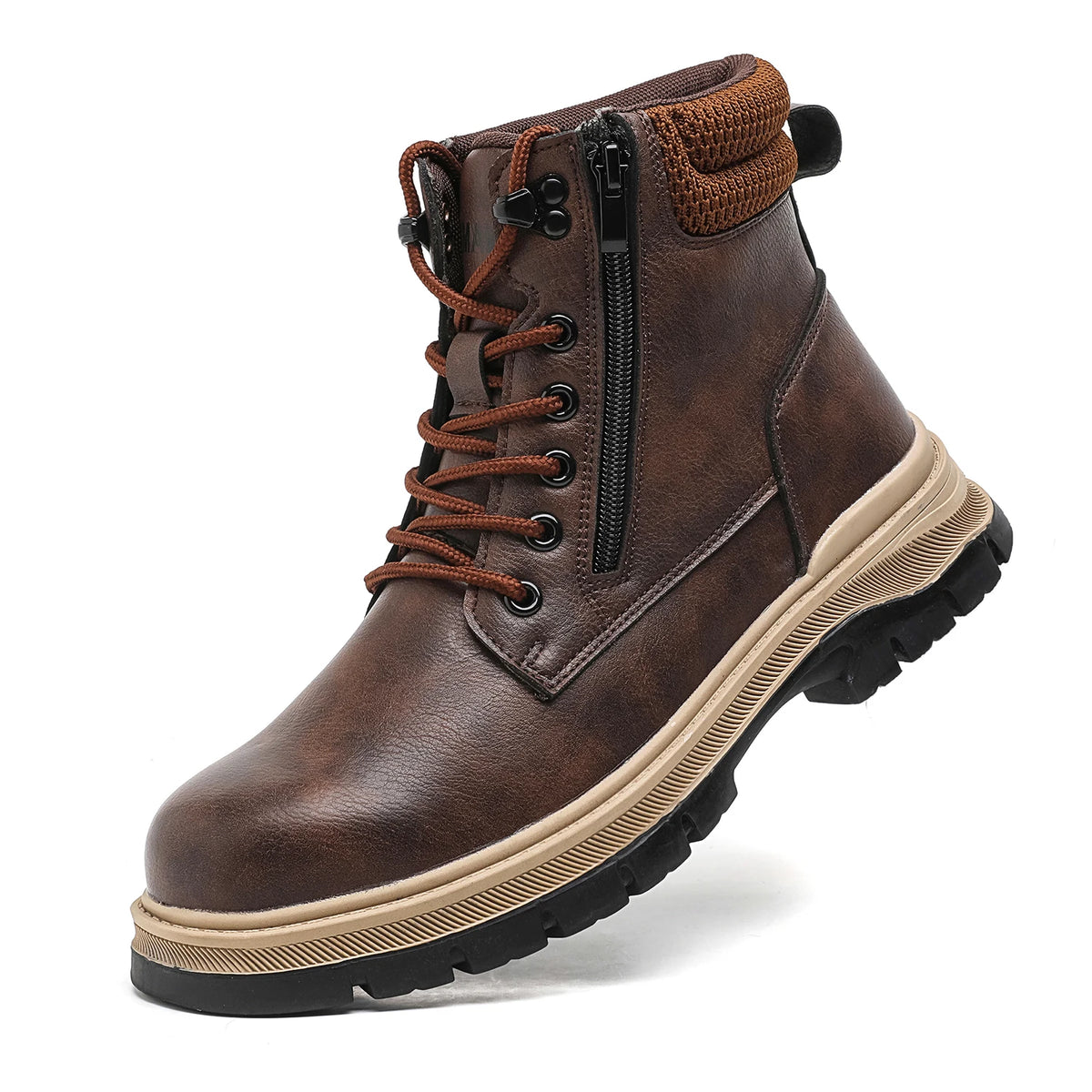 LOR MALE Safety Boots Brown Waterproof Men's Steel Toe Shoes Work Anti-drop Anti-piercing Strong Durable Protective Shoes Indestructible