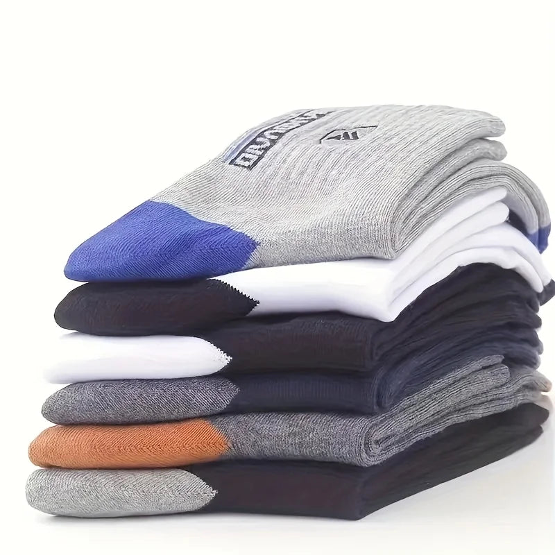 LOR MALE 5 Pairs Men's Comfortable Breathable Crew Socks Soft Warm Elastic Sports Socks for Spring Autumn Winter Daily Casual Wear