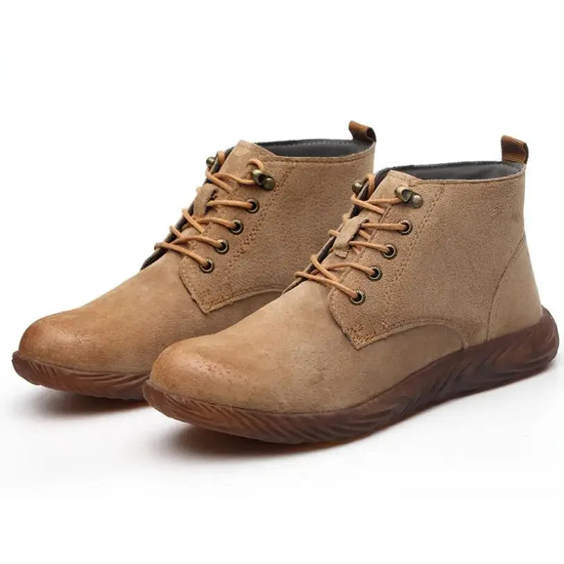 LOR MALE Mens Work Boots 2024 Fashion Outdoor Steel Toe Cow Leather Steel Toe Shoes Men Anti Slip Puncture Proof Safety Shoes Boot Man