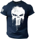 LOR MALE Men's T shirt for men 3D Print Military Patriotic Skull Dropped T Shirt Oversized Short-Sleeved Sportswear Men Clothing Top Tees