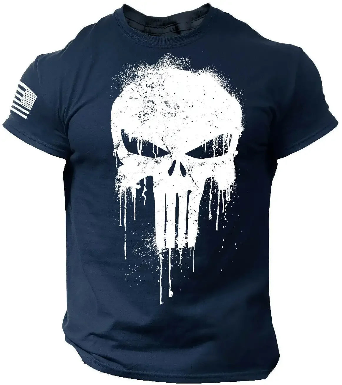 LOR MALE Men's T shirt for men 3D Print Military Patriotic Skull Dropped T Shirt Oversized Short-Sleeved Sportswear Men Clothing Top Tees