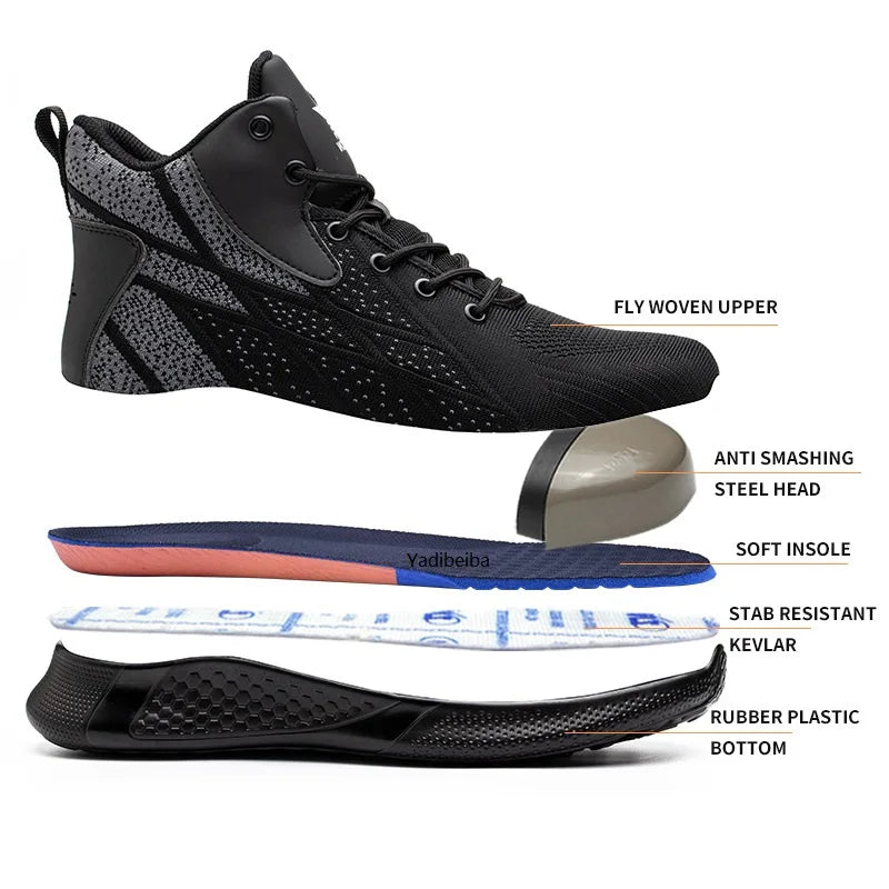 LOR MALE Work Boots Steel Toe Safety Shoes Men Women Work Shoes Sneakers Lightweight  Anti-Puncture Safety Shoes Men Indestructible Boots