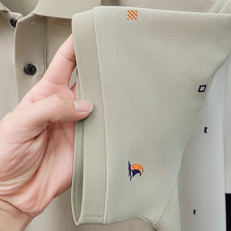 LOR MALE High Quality Man Summer Short-Sleeved Polo Shirt Lapel Button Multi-pattern Puppy Embroidery Ventilate Business Casual Men'sWear