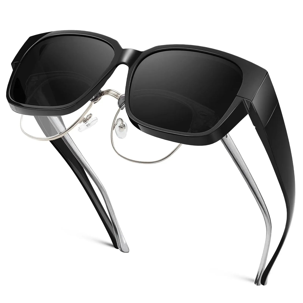 LOR MALE Polarized Fit Over Sunglasses for Men & Women - Oversized Square UV400 Protection Shades, Ultra Lightweight