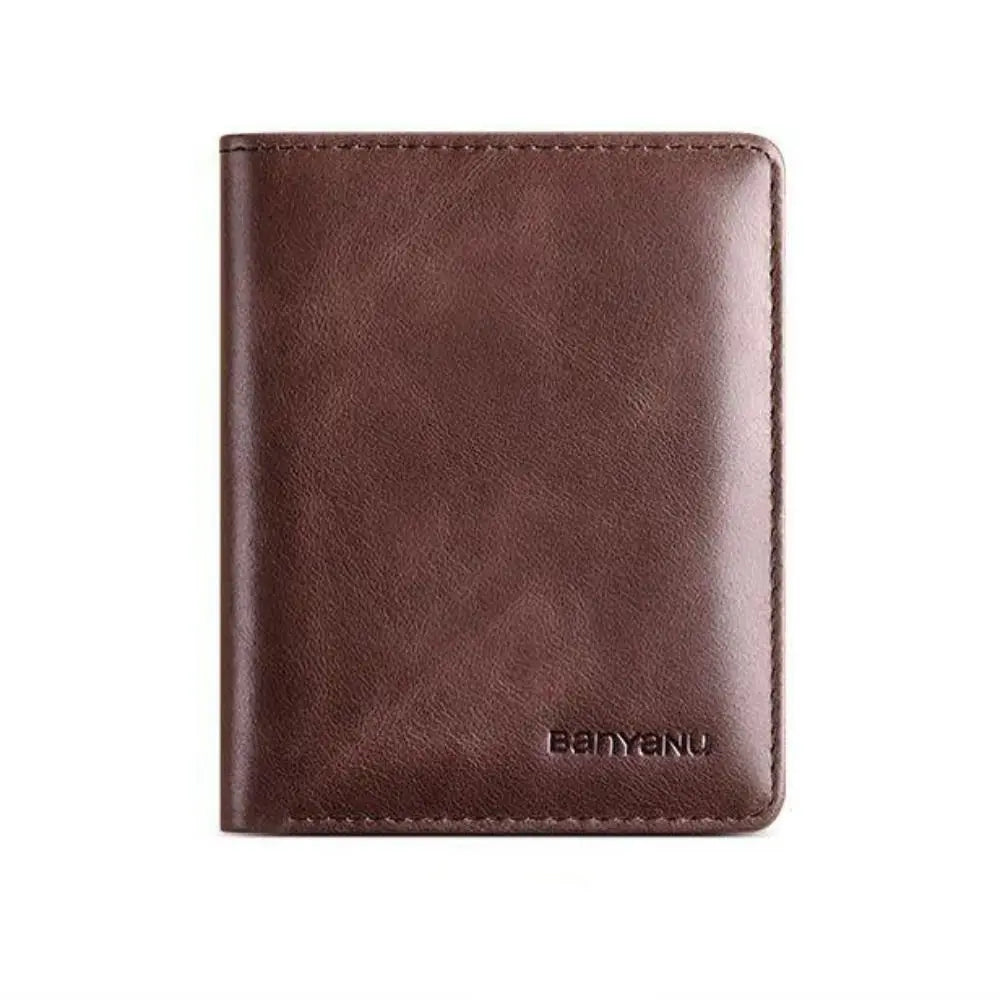 LOR MALE Vintage Leather Mini Wallets RFID Card Holder Money Clip Slim Male