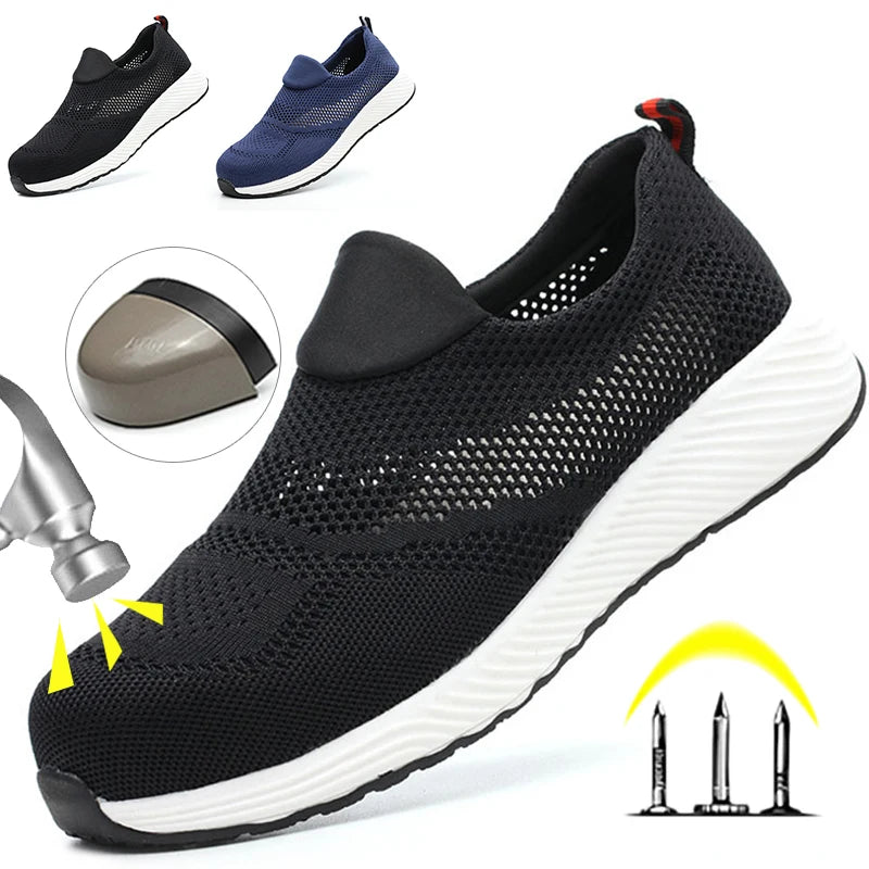 LOR MALE Indestructible Mining Boots Steel Toe Safety Shoes Men Lightweight Work Shoes Sneakers Anti-Smash Anti-Puncture Functional Shoes