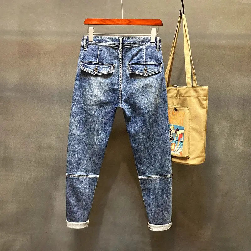 LOR MALE Jeans for Men Harem Torn High Quality Loose Mens Cowboy Pants Buggy Stylish Punk Boot Cut Vintage Ripped Washed Retro Trousers L