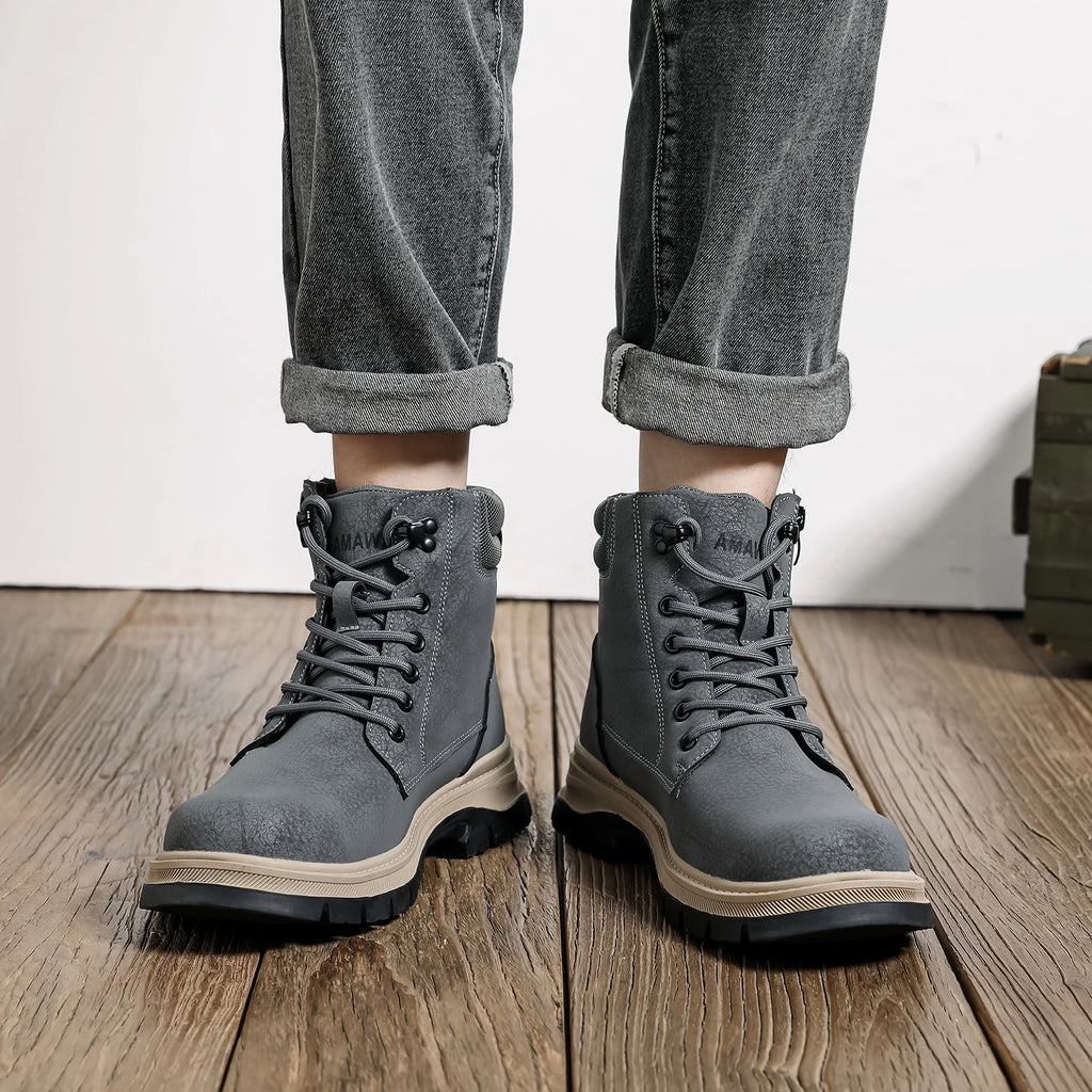 LOR MALE Safety Boots Brown Waterproof Men's Steel Toe Shoes Work Anti-drop Anti-piercing Strong Durable Protective Shoes Indestructible