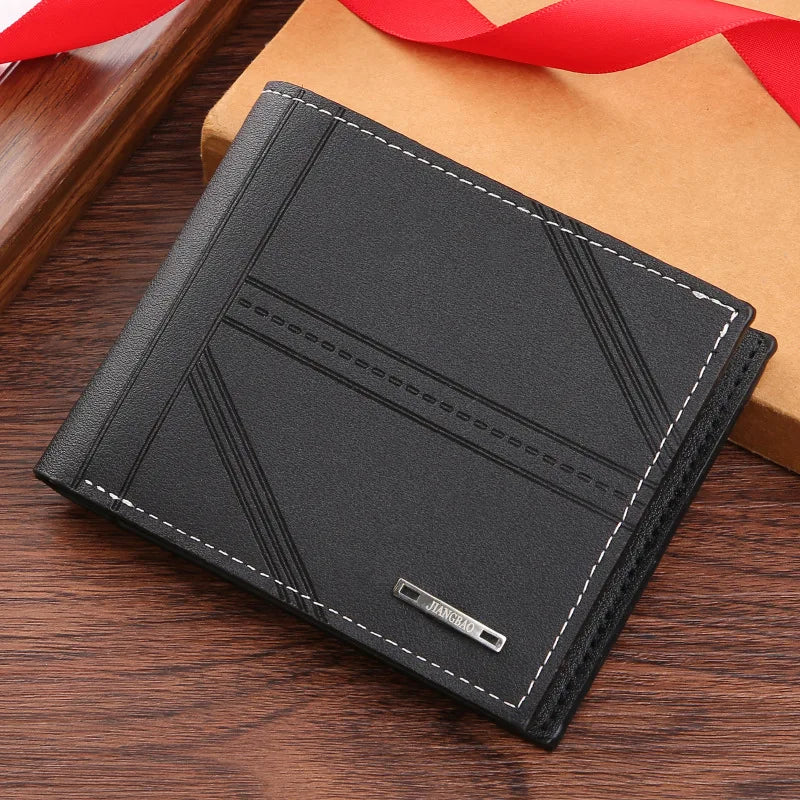 LOR MALE Wallet Short Wallet Youth Horizontal Soft Leather Business Wallet Credit ID