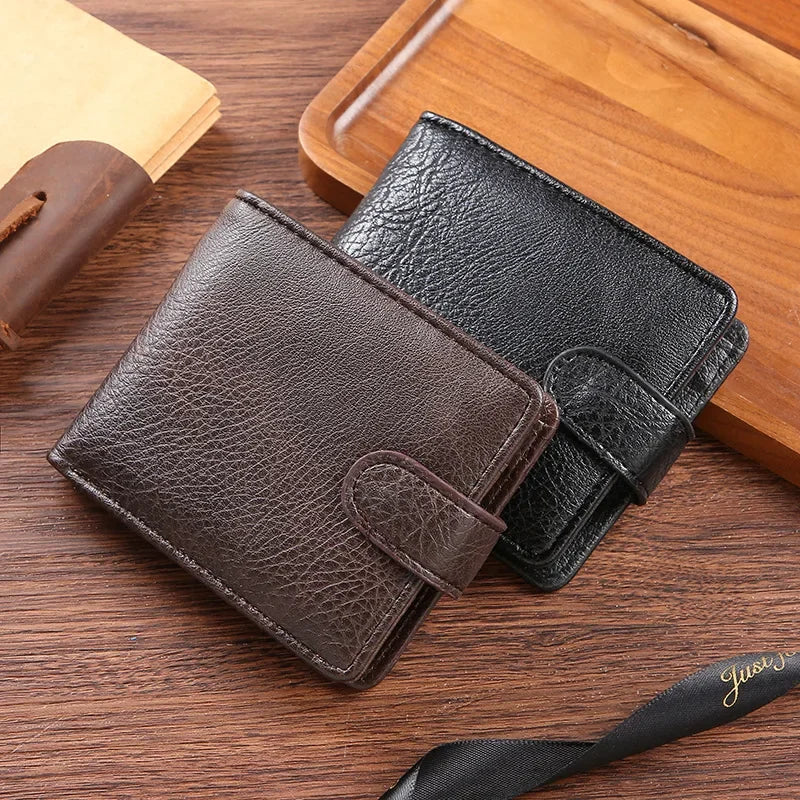 LOR MALE Vintage Wallet Leather Short Hasp Man Wallets Casual Durable Coin Pouch