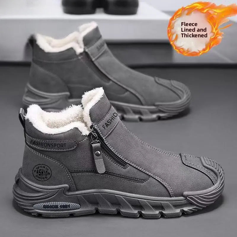LOR MALE Men's Slip-On Work Boots No Laces Fall Construction Anti-Slip Wear-Resistant Fashionable Waterproof Sports  Boots