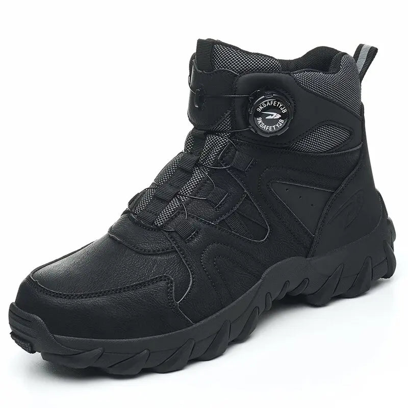 LOR MALE New Men's Safety Boots Work Boots Anti-smashing Anti-puncture Men Boots High Top Outdoor Safety Shoes Protective Steel Toe Shoes