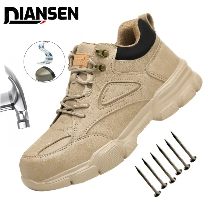 LOR MALE Men Work Shoes Steel Toe Cap Safety Boots European Standard Anti-smash Anti-puncture Men Shoes Light Waterproof Safety Shoes