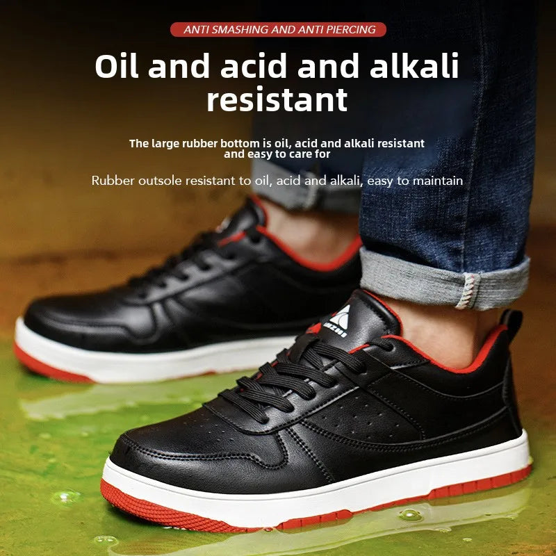 LOR MALE Steel Toe Man Work Boots Industrial Fashion Safety Shoes Men Non-Slip Work Sneakers Construction Waterproof Work Mens Shoes