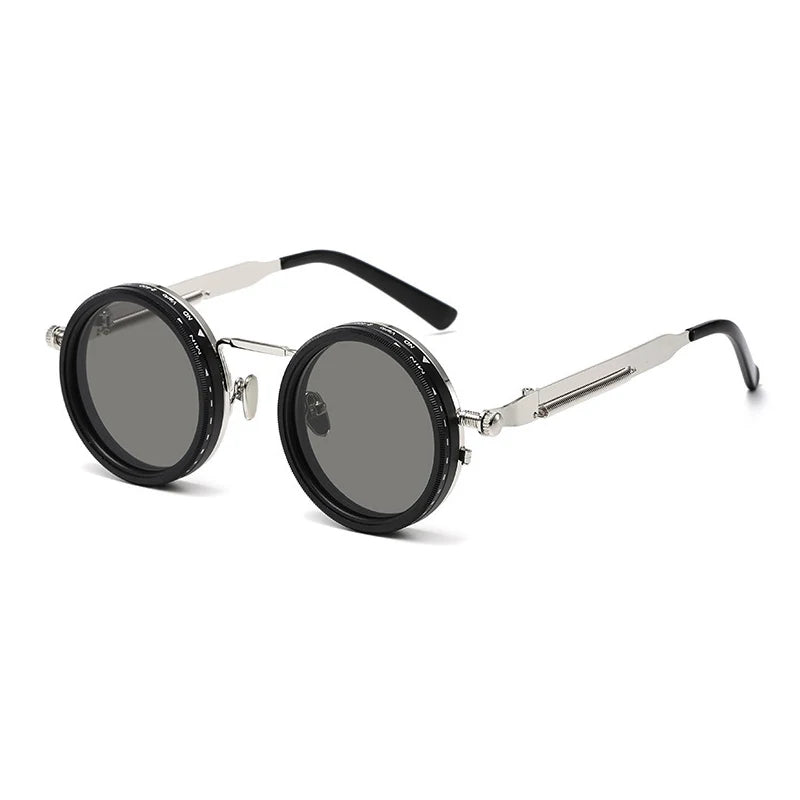 LOR MALE Polarized Round Sunglasses Men ND9 Adjustable Dimming Sun Glasses Women Retro Punk Fishing Eyeglasses Outdoor Shades UV400