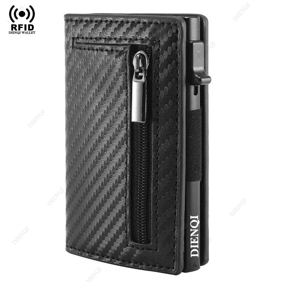 LOR MALE Anti-theft Credit Card Holder Men Wallets Rfid Blocking Aluminum Leather Pop Up Minimalist Wallet Cardholder Wallets for Men