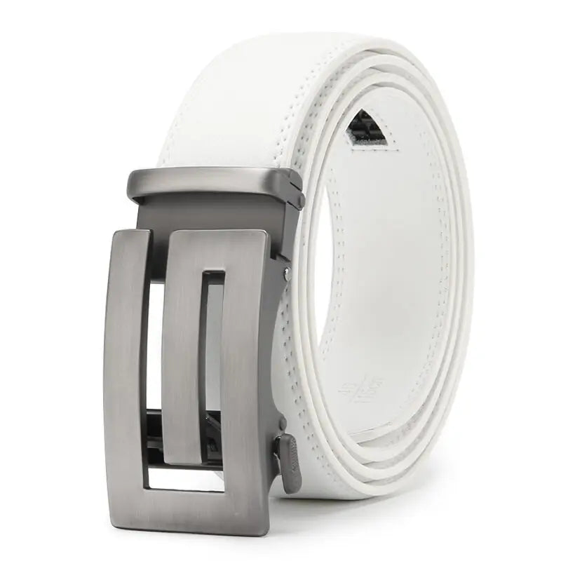 LOR MALE Belts Men Automatic Buckle Design Genuine Leather Belt For Men Luxury Leather Men's High Quality Male belt 110-130cm