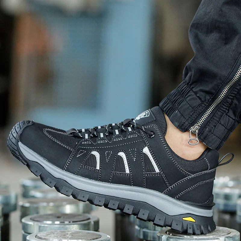 LOR MALE Steel Toe Safety Shoes Men Work Safety Boots Lightweight Breathable Comfortable Sneakers Men Boots Slip-Resistant Shoes